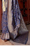 Banarasi Saree in Midnight Blue with Gold Zari Work