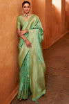 Banarasi Saree in Mint Green with Gold Zari Work