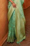 Banarasi Saree in Mint Green with Gold Zari Work