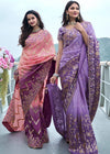 Beautiful Purple Embroidered Designer Tissue Silk Saree