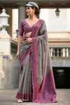 Beaver Grey Woven Linen Cotton Saree