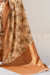 Beige and Antique Gold Banarasi Digital Printed Saree