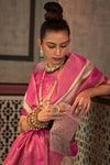 Beige And Pink Woven Banarasi Silk Saree