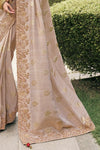 Beige Banarasi Tissue Silk Saree With Embroidery