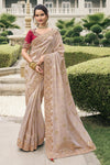 Beige Banarasi Tissue Silk Saree With Embroidery