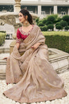 Beige Banarasi Tissue Silk Saree With Embroidery