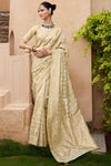 Beige Gold Banarasi Silk Saree