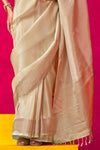 Beige Gold Banarasi Tissue Silk Saree