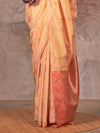 Beige Gold Kanjivaram Two Tone Silk Saree With Contrast Blouse