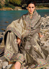 Beige grey Zari Woven Embroidery Banarasi Designer Silk Saree