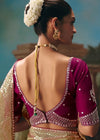 Beige Rose Dual Tone Organza Silk Saree with Wine Contrast Blouse