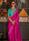 Berry Pink Banarasi Soft Satin Silk Saree