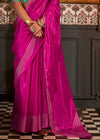 Berry Pink Banarasi Soft Satin Silk Saree