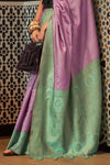 Berry Purple And Green Woven Banarasi Silk Saree