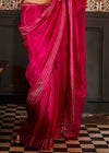 Berry Red Banarasi Soft Satin Silk Saree