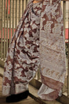 Bistre Brown Lucknowi Chikankari Organza Saree