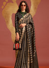 Black And Gold Woven Banarasi Soft Silk Saree