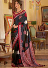 Black And Red Ajrakh Printed Satin Crepe Saree