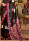 Black And Red Ajrakh Printed Satin Crepe Saree