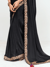 Black Designer Tissue Silk Saree With Contrast Blouse