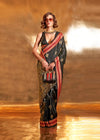 Black Handloom Woven Satin Silk Saree