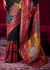 Black Kashmiri Pashmina Silk Saree