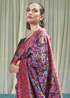 Black Multicolor Kashmiri Jamawar Woven Saree