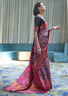 Black Multicolor Kashmiri Jamawar Woven Saree