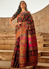 Black Multicolor Woven Kashmiri Jamawar Saree