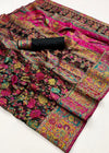 Black Multicolor Woven Kashmiri Jamawar Saree