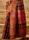 Black Multicolor Woven Kashmiri Jamawar Saree