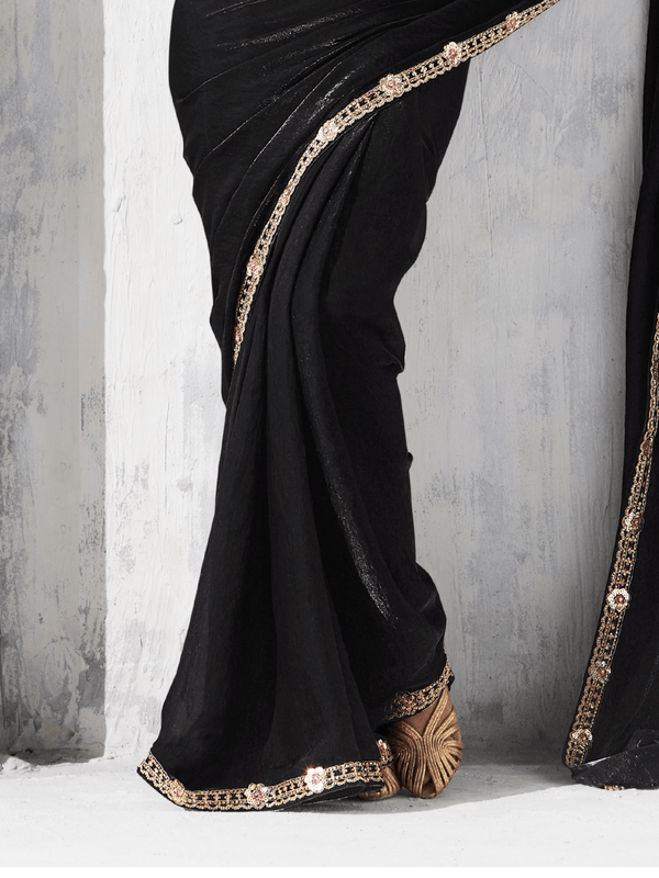 Black Organza Silk Saree
