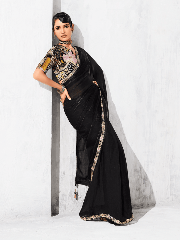 Black Organza Silk Saree