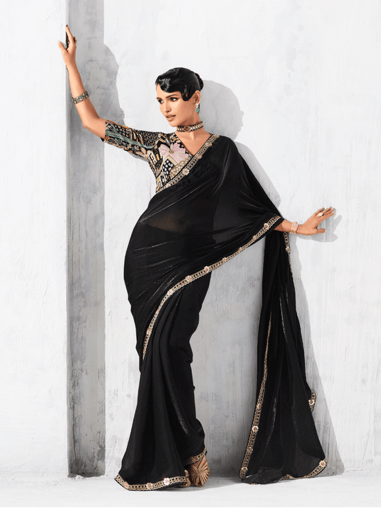 Black Organza Silk Saree