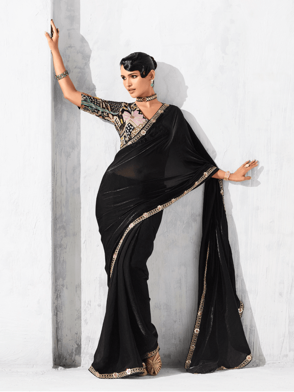 Black Organza Silk Saree