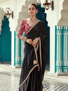 Black Tissue Saree with Embroidered Border