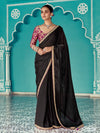 Black Tissue Saree with Embroidered Border