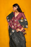 Black Tussar Silk Saree