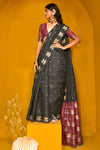 Black Tussar Silk Saree