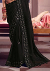 Black Zari Tissue Designer Embroidered Saree