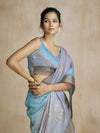 Blue And Grey MultiColor Art Silk Digital Printed Saree