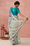 Blue and White Brasso Organza Printed Saree