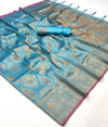 Blue Dual Tone Kanjivaram Handloom Saree