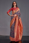 Blue Multicolor Kashmiri Handloom Silk Saree