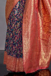 Blue Multicolor Kashmiri Handloom Silk Saree