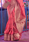 Blush Peach Handloom Banarasi Silk Saree