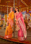 Blush Peach Handloom Banarasi Silk Saree