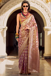 Blush Pink And Champagne Gold Banarasi Tissue Silk Saree