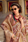 Blush Pink And Champagne Gold Banarasi Tissue Silk Saree