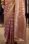 Blush Pink And Champagne Gold Banarasi Tissue Silk Saree